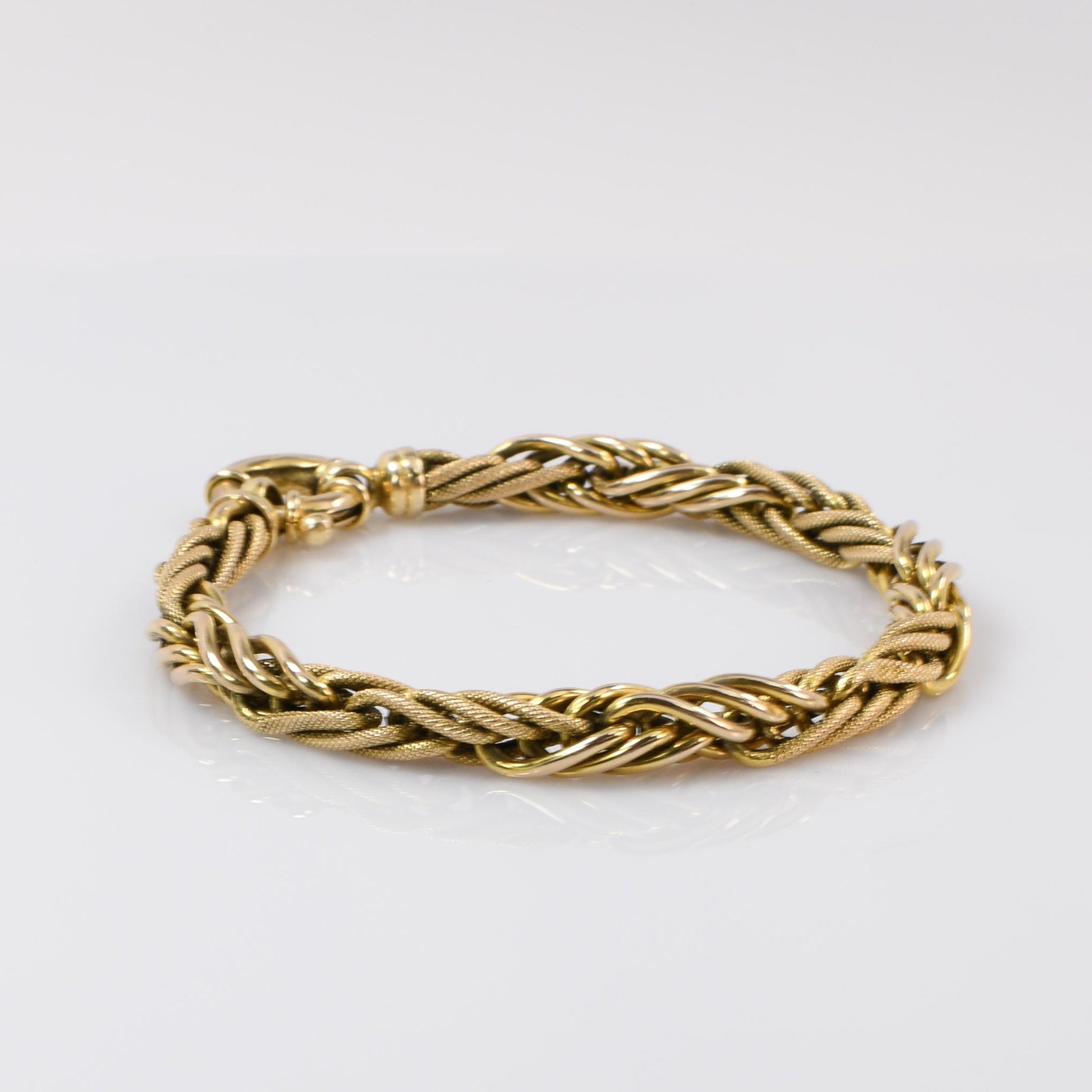 Vintage 14K Yellow Gold Fancy Link Bracelet with Large Ring Clasp