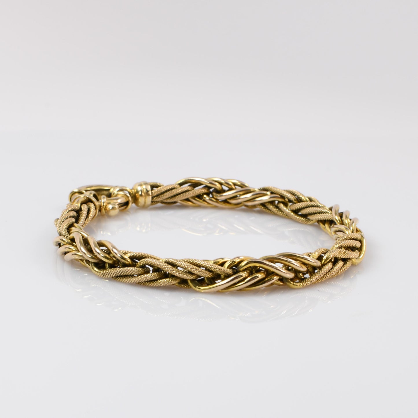 Vintage 14K Yellow Gold Fancy Link Bracelet with Large Ring Clasp