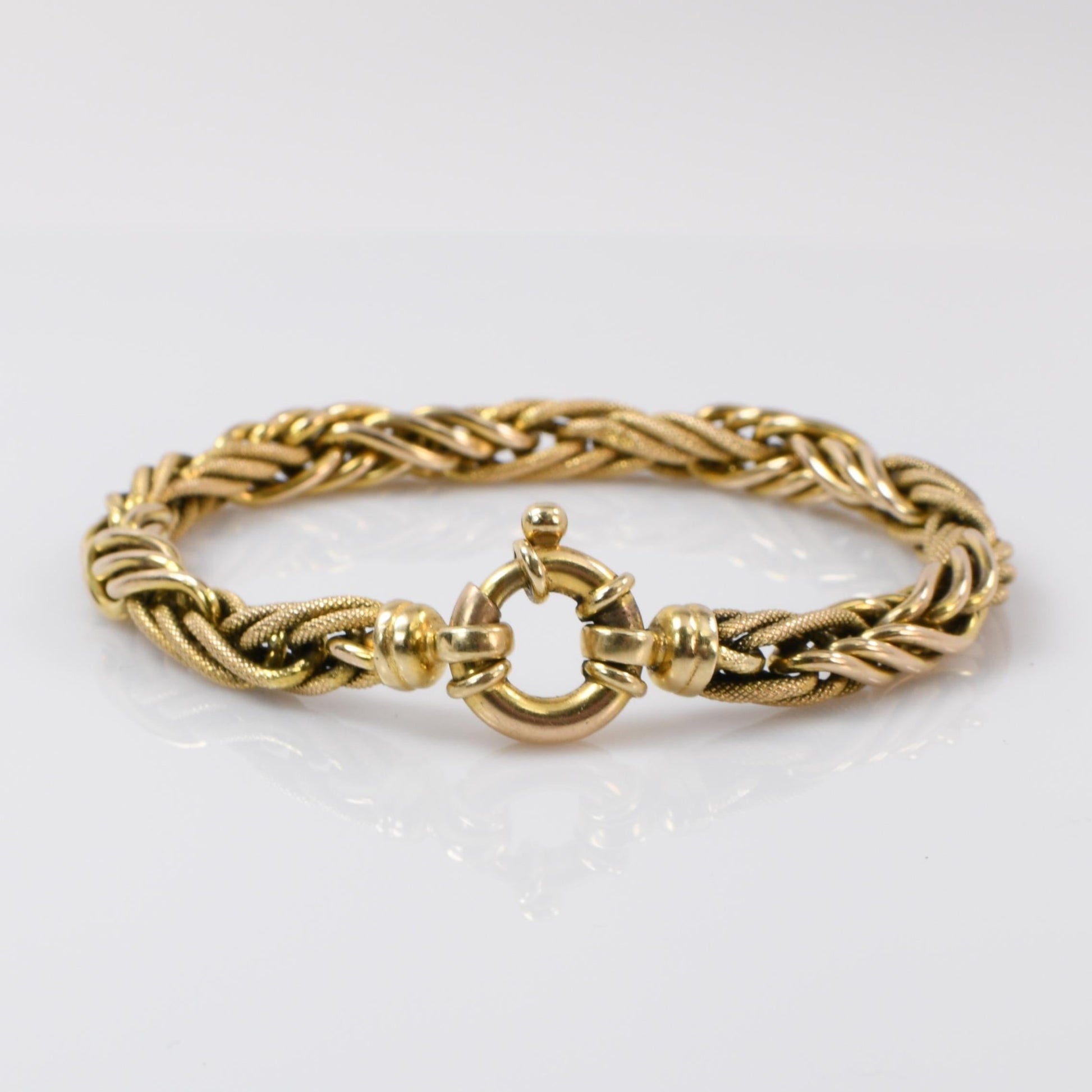 Vintage 14K Yellow Gold Fancy Link Bracelet with Large Ring Clasp