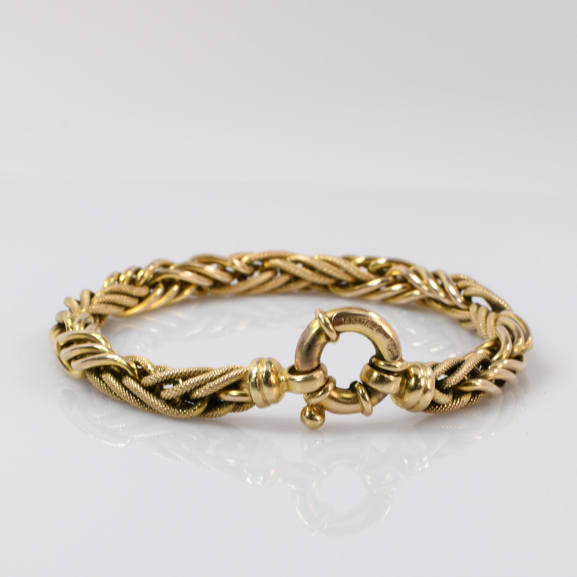 Vintage 14K Yellow Gold Fancy Link Bracelet with Large Ring Clasp