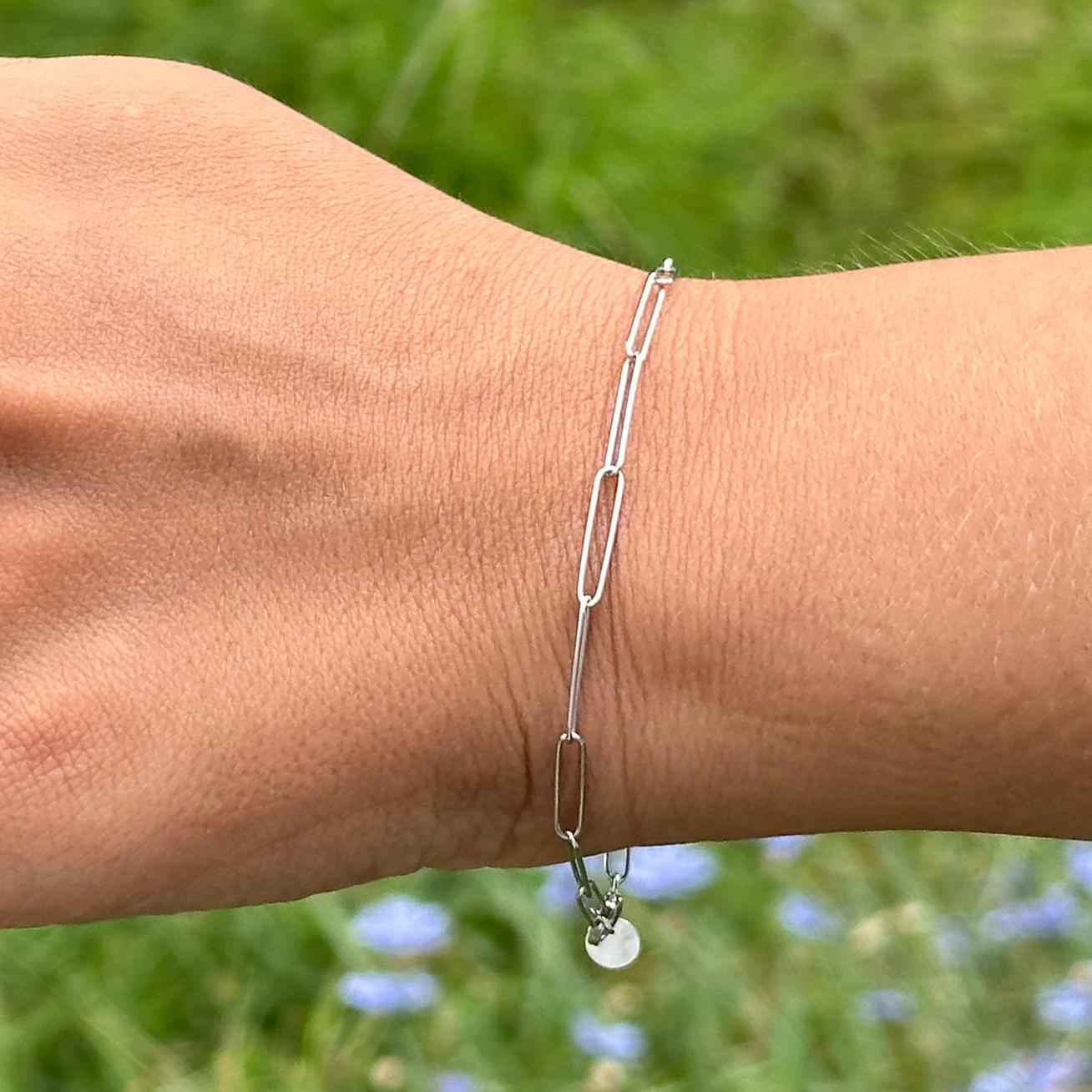 Petite Paperclip Link 14k White Gold Bracelet by RCI