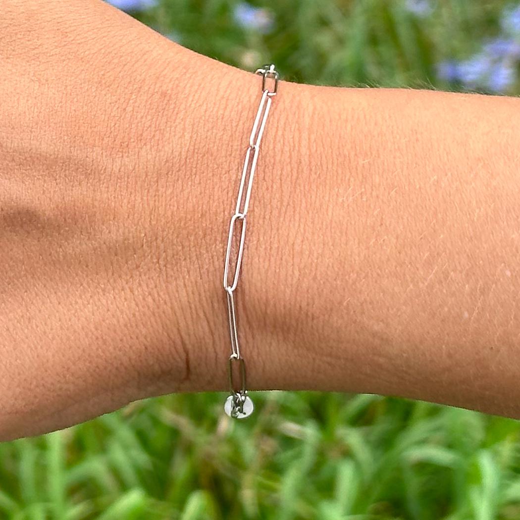 Petite Paperclip Link 14k White Gold Bracelet by RCI