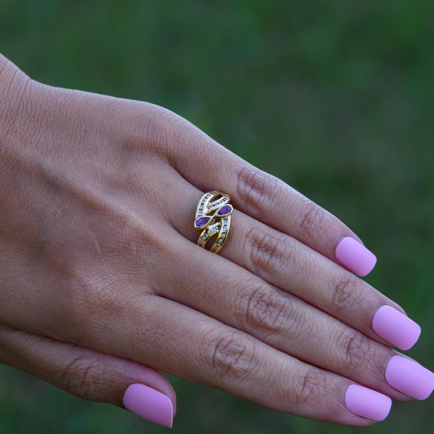 18K Diamond and Ruby Yellow Gold Ring