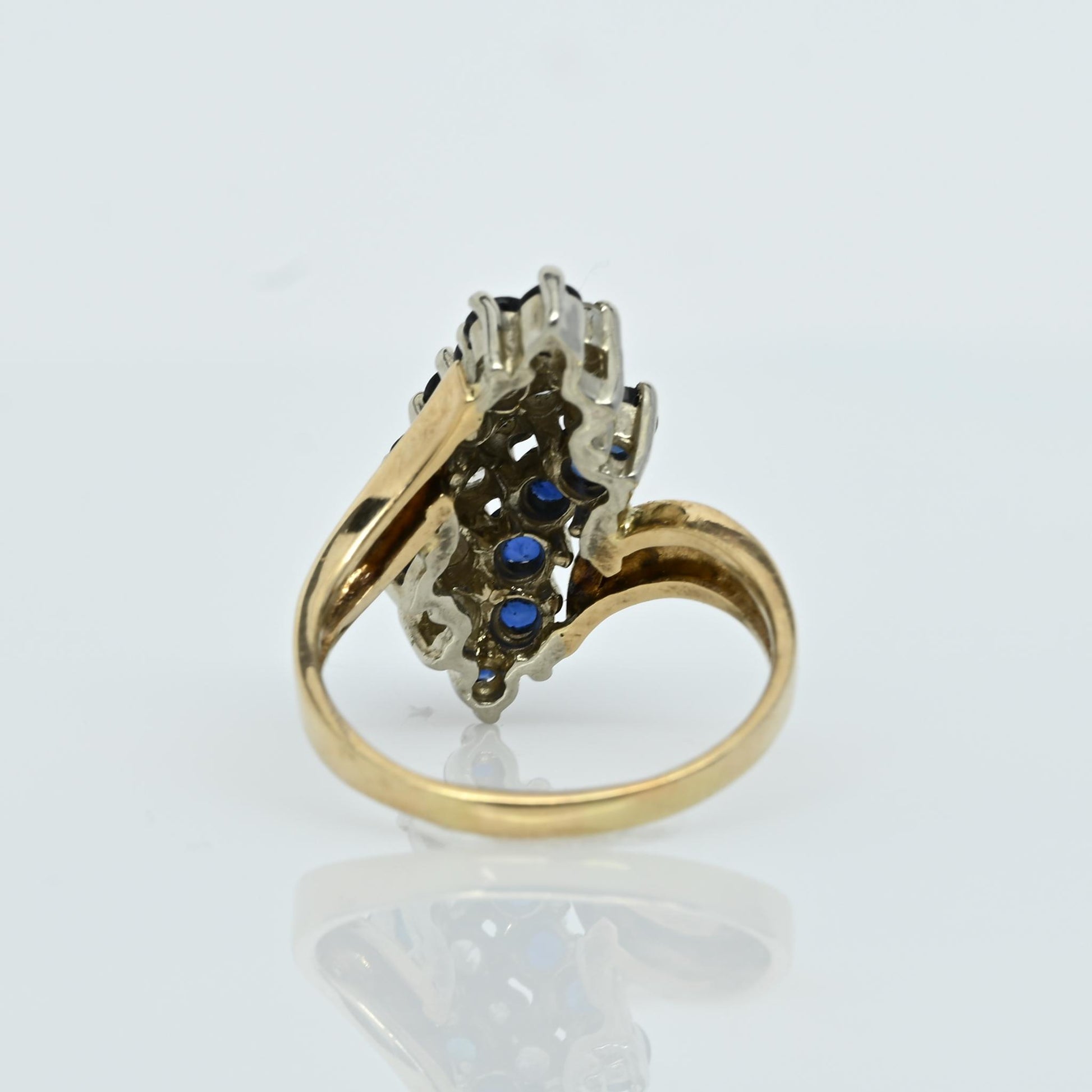 Blue Sapphire & Diamond Cluster Ring in 10K Gold